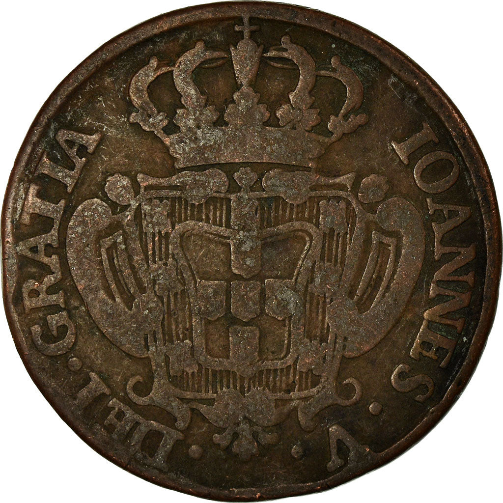Moeda, Portugal, Jo, 10 Reis, X; 1/2 Vinten, 1743, VF(30-35), Cobre, KM:227