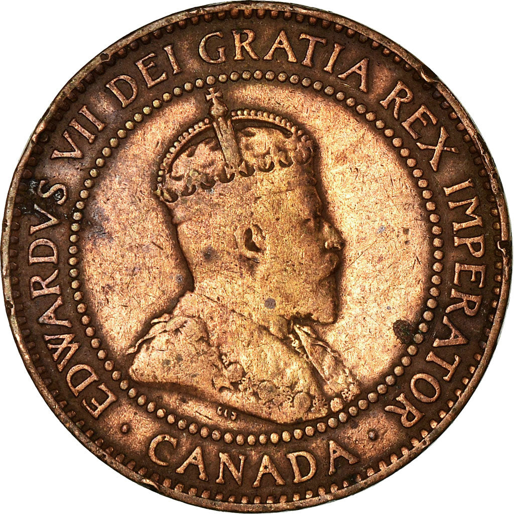Moneta, Canada, Edward VII, Cent, 1908, Royal Canadian Mint, Ottawa, MB+