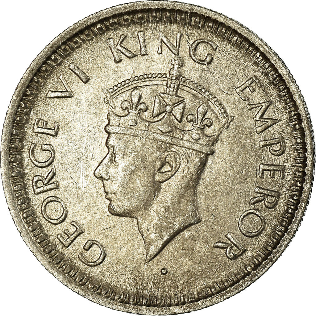 Coin, INDIA-BRITISH, George VI, 1/4 Rupee, 1944, Bombay, AU(50-53), Silver