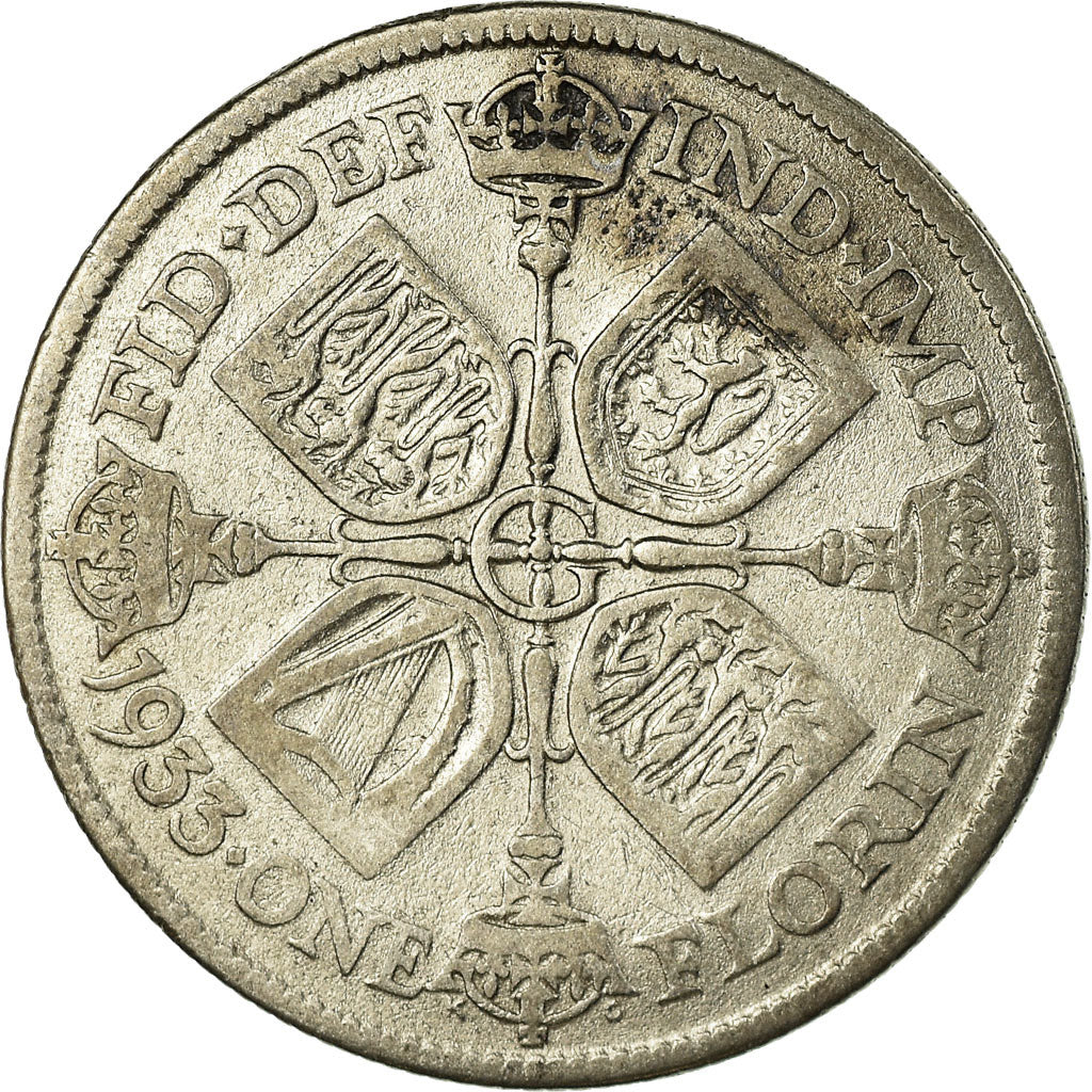 Münze, Großbritannien, George V, Florin, Two Shillings, 1933, S+, Silber