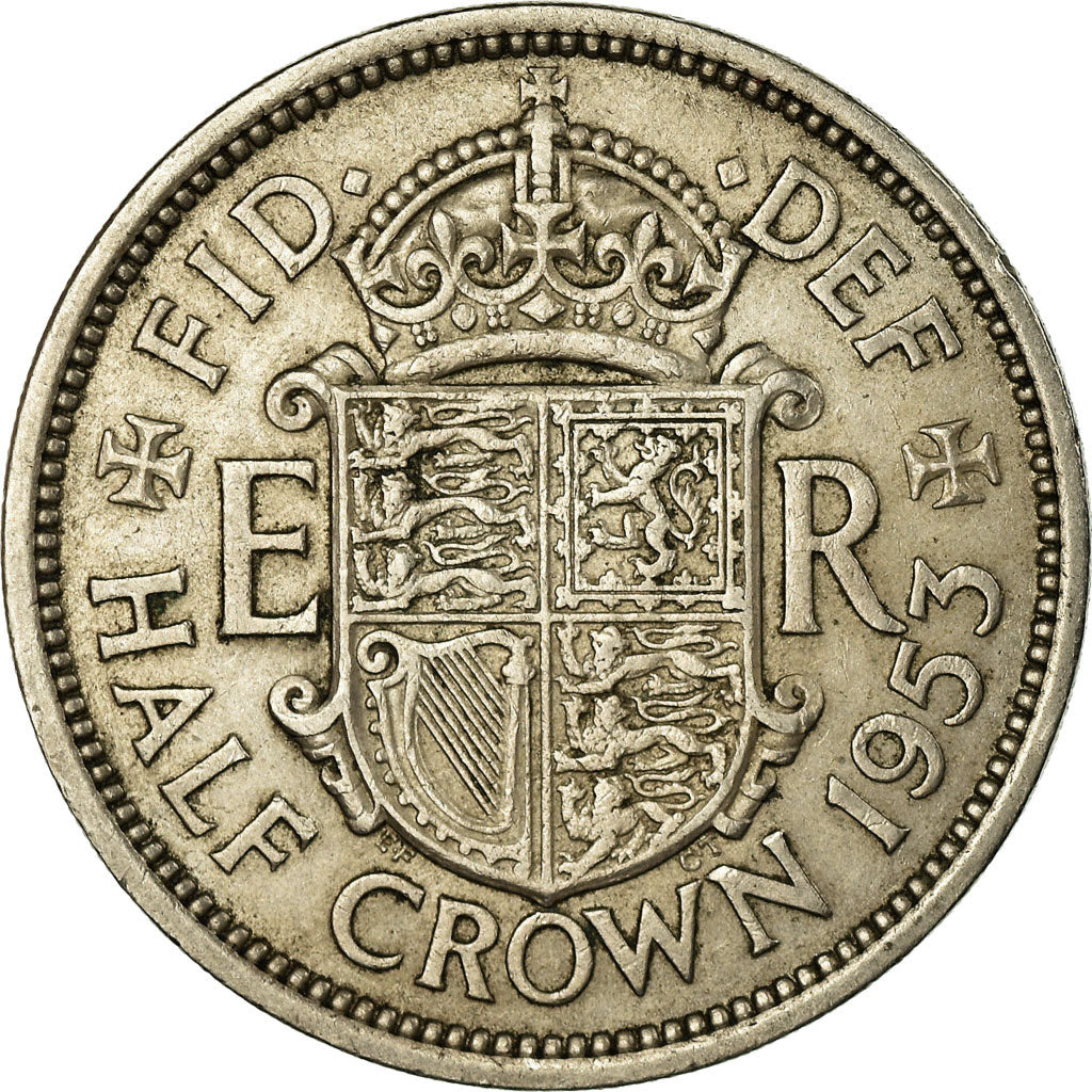Moneta, Gran Bretagna, Elizabeth II, 1/2 Crown, 1953, BB, Rame-nichel, KM:893
