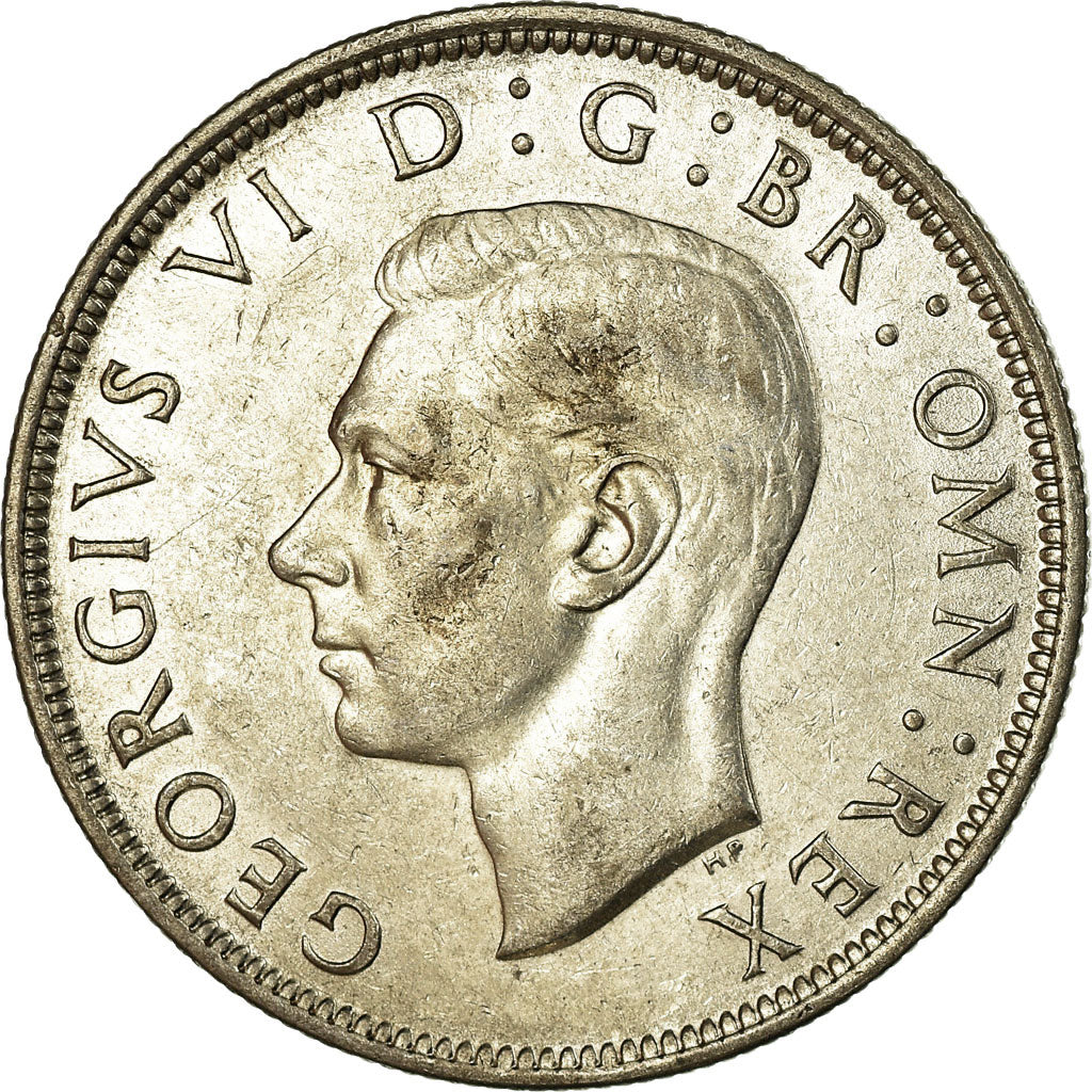 Münze, Großbritannien, George VI, 1/2 Crown, 1945, SS+, Silber, KM:856