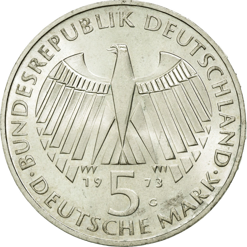 Coin, GERMANY - FEDERAL REPUBLIC, 5 Mark, 1973, Karlsruhe, Germany, MS(60-62)