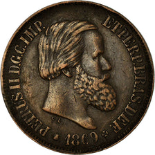 Moeda, Brasil, Pedro II, 20 Reis, 1869, EF(40-45), Bronze, KM:474