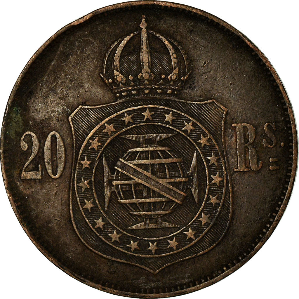 Moeda, Brasil, Pedro II, 20 Reis, 1869, EF(40-45), Bronze, KM:474