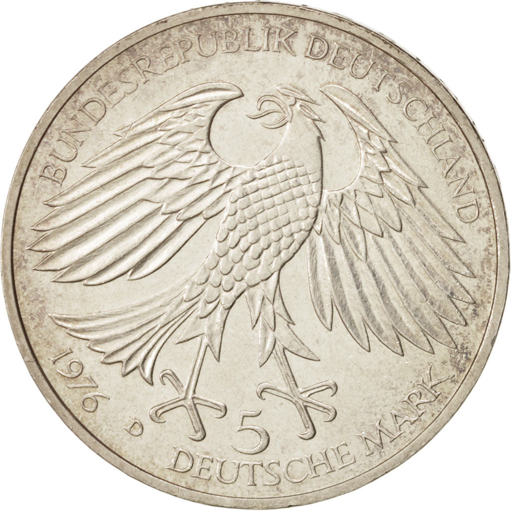 GERMANY - FEDERAL REPUBLIC, 5 Mark, 1976, Munich, Germany, MS(60-62), Silver,...