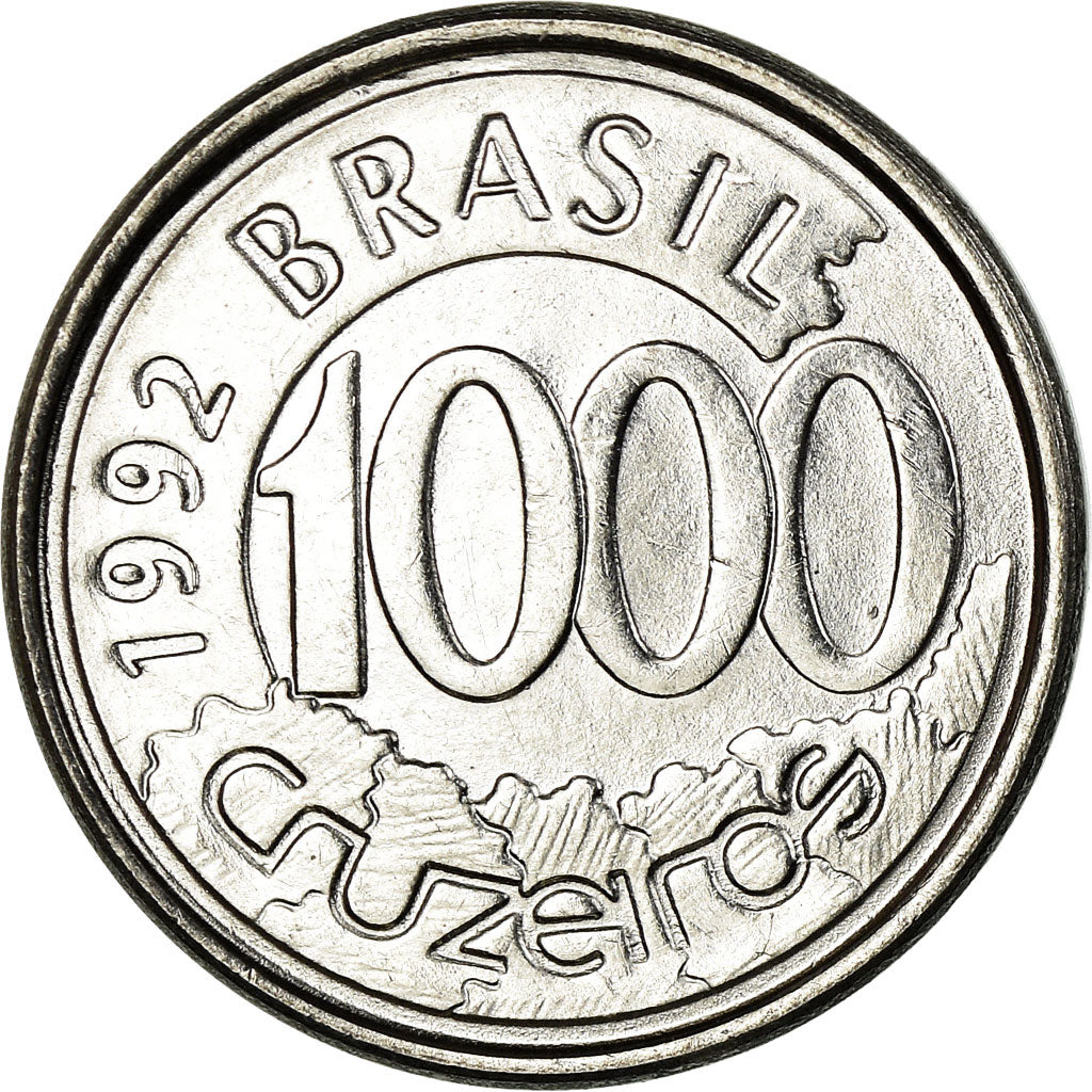Monnaie, Brésil, 1000 Cruzeiros, 1992, TTB, Stainless Steel, KM:626