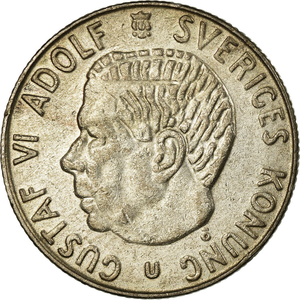 Munten, Zweden, Gustaf VI, Krona, 1966, FR+, Zilver, KM:826