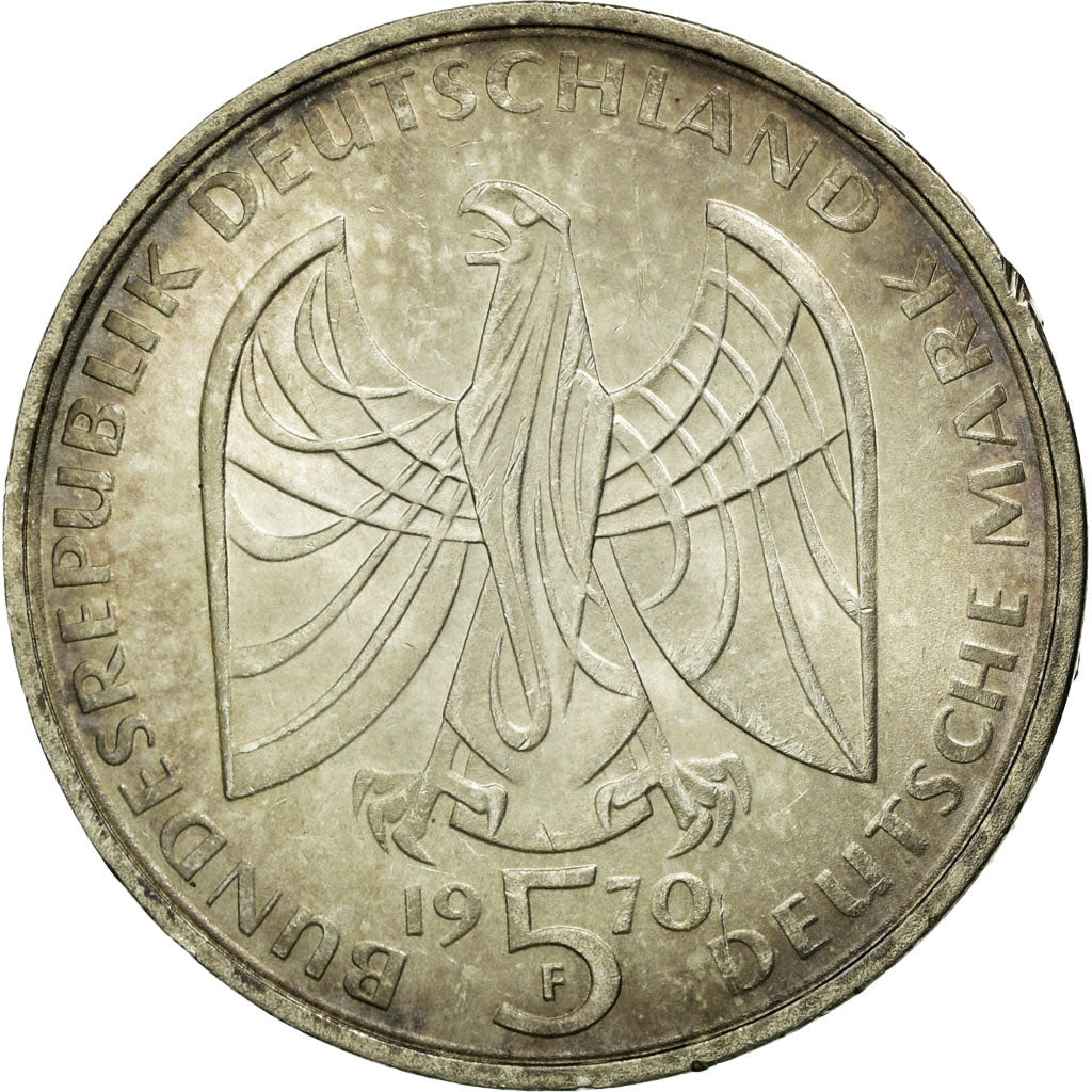 Coin, GERMANY - FEDERAL REPUBLIC, 5 Mark, 1970, Stuttgart, Germany, MS(60-62)