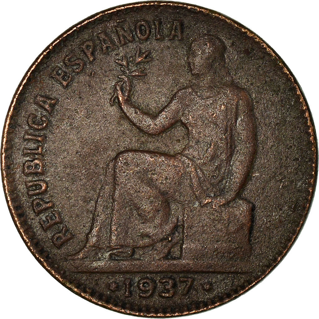 Moneta, Spagna, 50 Centimos, 1937, Madrid, MB+, Rame, KM:754.1