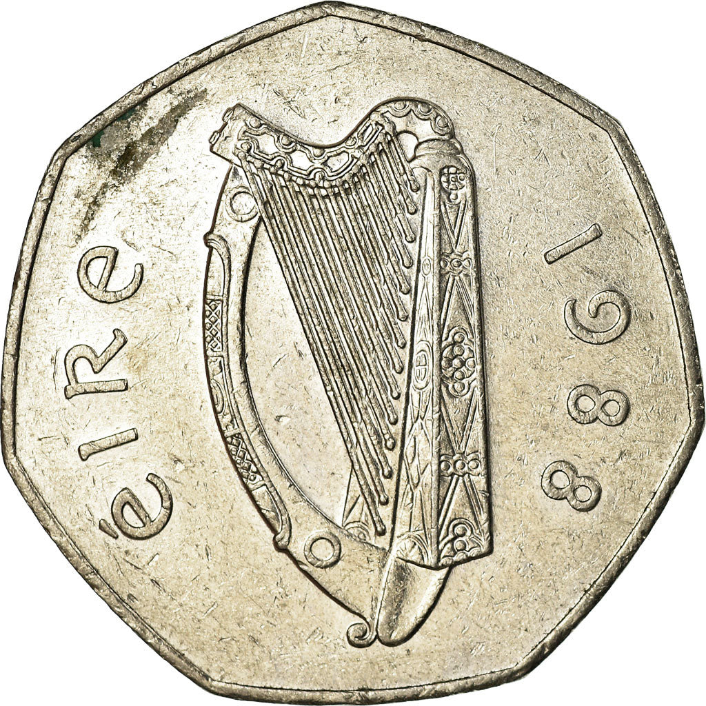 Moneta, REPUBLIKA IRLANDII, 50 Pence, 1988, VF(30-35), Miedź-Nikiel, KM:24