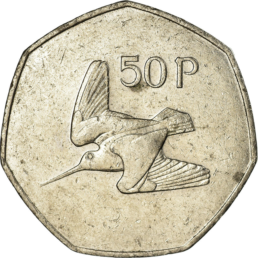 Moneta, REPUBLIKA IRLANDII, 50 Pence, 1988, VF(30-35), Miedź-Nikiel, KM:24