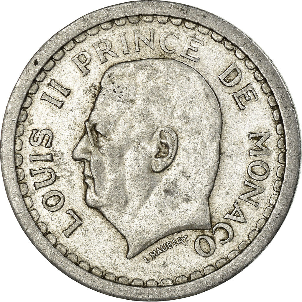 Moneta, Monaco, 2 Francs, Undated (1943), MB, Alluminio, Gadoury:MC 133