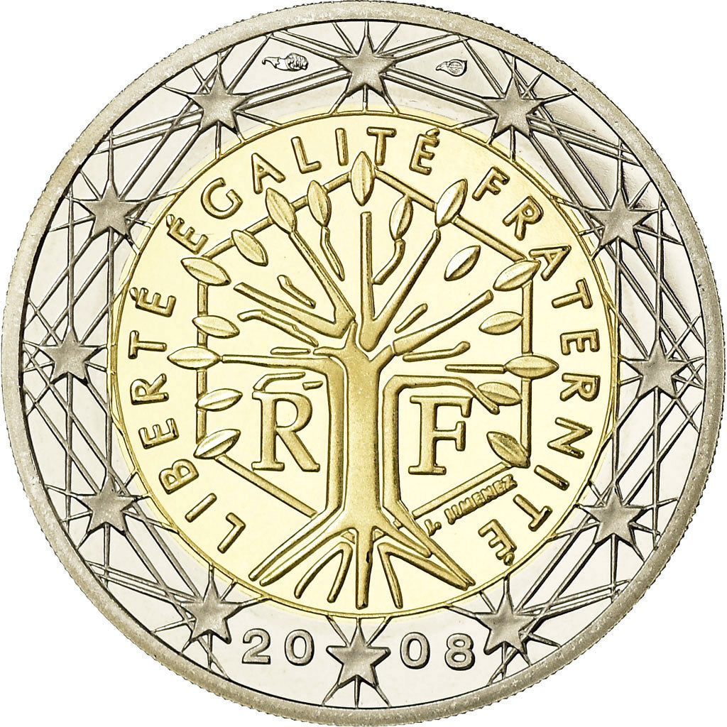 Francia, 2 Euro, 2008, BE, FDC, Bi-metallico, KM:1414
