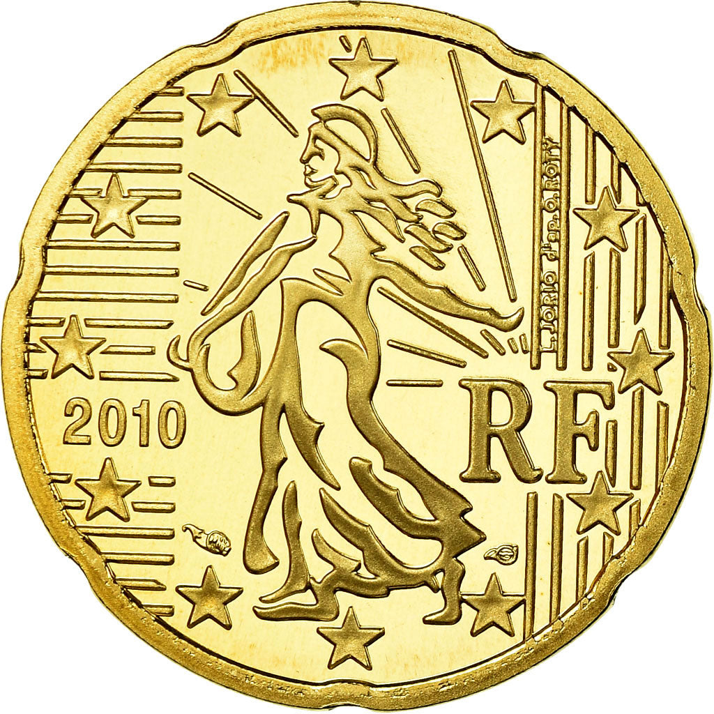 Francja, 20 Euro Cent, 2010, BE, MS(65-70), Mosiądz, KM:1411
