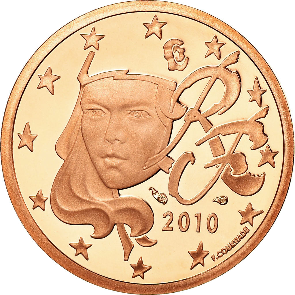 Francia, 5 Euro Cent, 2010, BE, FDC, Cobre chapado en acero, KM:1284