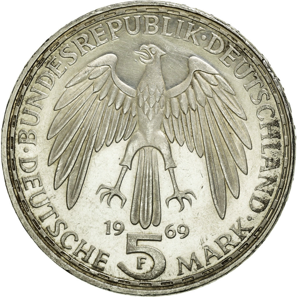 Coin, GERMANY - FEDERAL REPUBLIC, 5 Mark, 1969, Stuttgart, Germany, MS(60-62)
