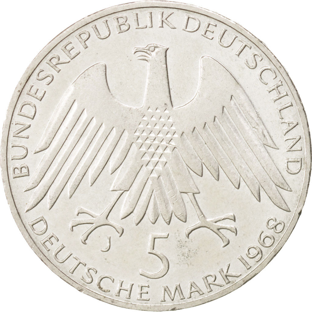 GERMANY - FEDERAL REPUBLIC, 5 Mark, 1968, Hamburg, Germany, MS(60-62), Silver...