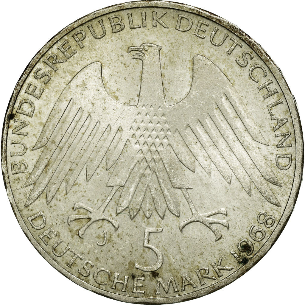 Coin, GERMANY - FEDERAL REPUBLIC, 5 Mark, 1968, Hamburg, Germany, AU(50-53)