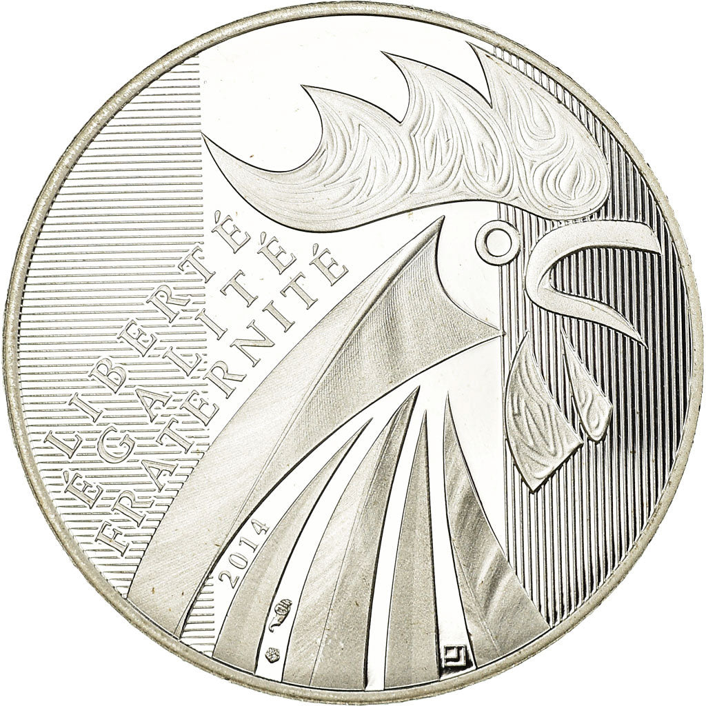 France, 10 Euro, Coq, 2014, BE, MS(65-70), Silver