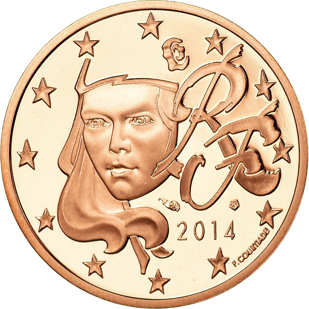 França, 5 Euro Cent, 2014, BE, MS(65-70), Aço Cromado a Cobre, KM:1284