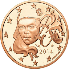 França, 5 Euro Cent, 2014, BE, MS(65-70), Aço Cromado a Cobre, KM:1284