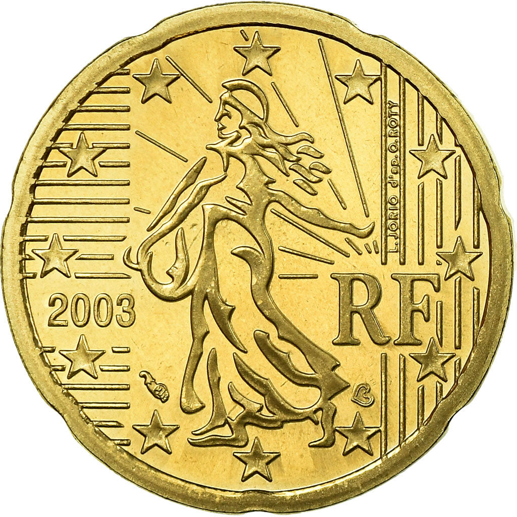 Francia, 20 Euro Cent, 2003, BE, FDC, Ottone, KM:1286