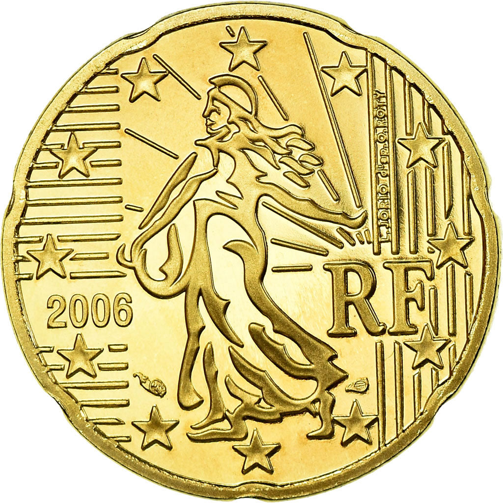 France, 20 Euro Cent, 2006, BE, MS(65-70), Brass, KM:1286