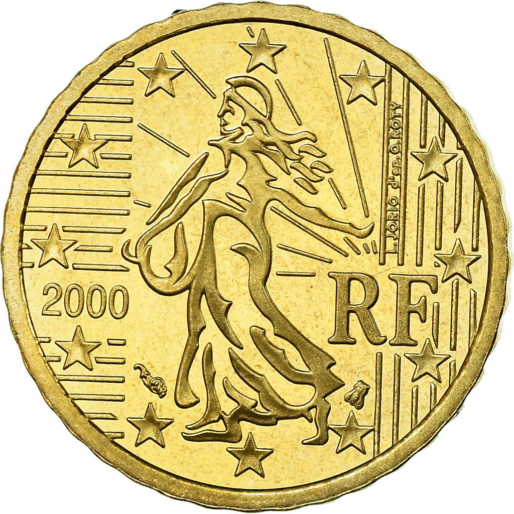 Francia, 10 Euro Cent, 2000, BE, FDC, Ottone, KM:1285
