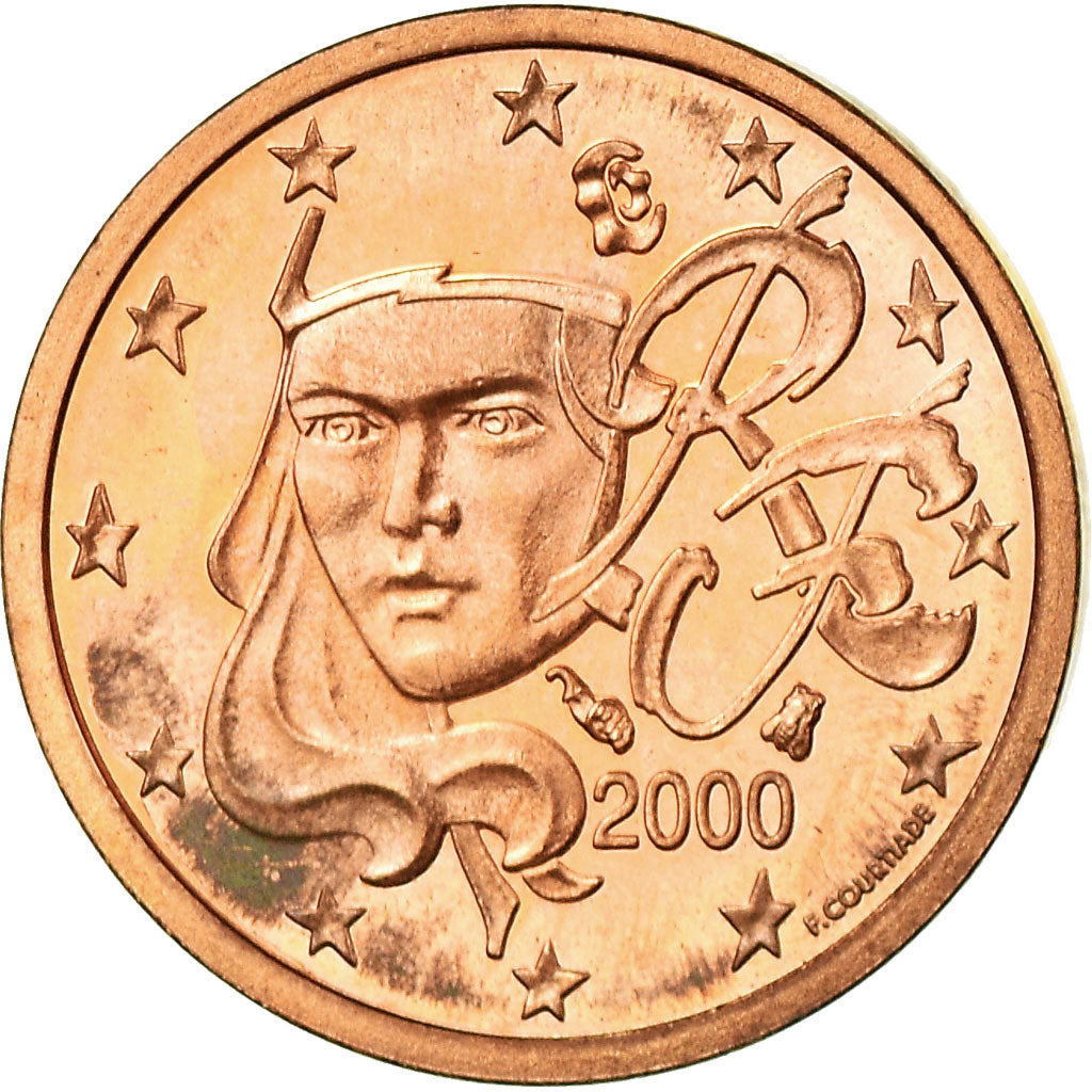 France, Euro Cent, 2000, BE, MS(63), Copper Plated Steel, KM:1282