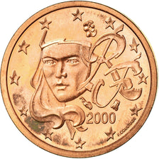 France, Euro Cent, 2000, BE, MS(63), Copper Plated Steel, KM:1282
