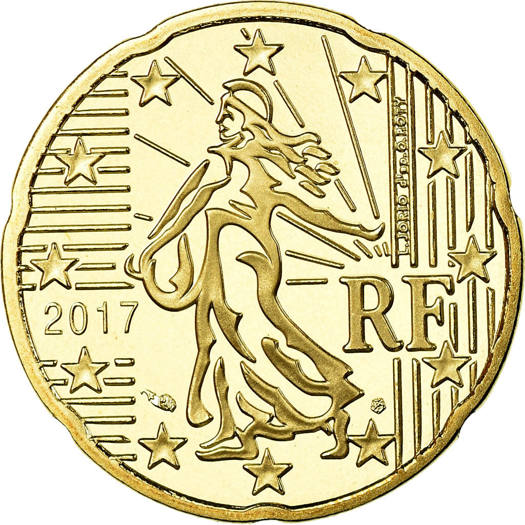 Frankreich, 20 Euro Cent, 2017, BE, STGL, Messing, KM:New
