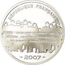 França, 15 Euro, Le Panthéon, 2007, BE, MS(65-70), Prata, KM:A1450