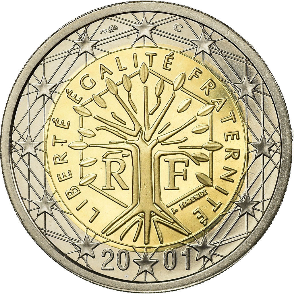 Frankreich, 2 Euro, 2001, BE, STGL, Bi-Metallic, KM:1289
