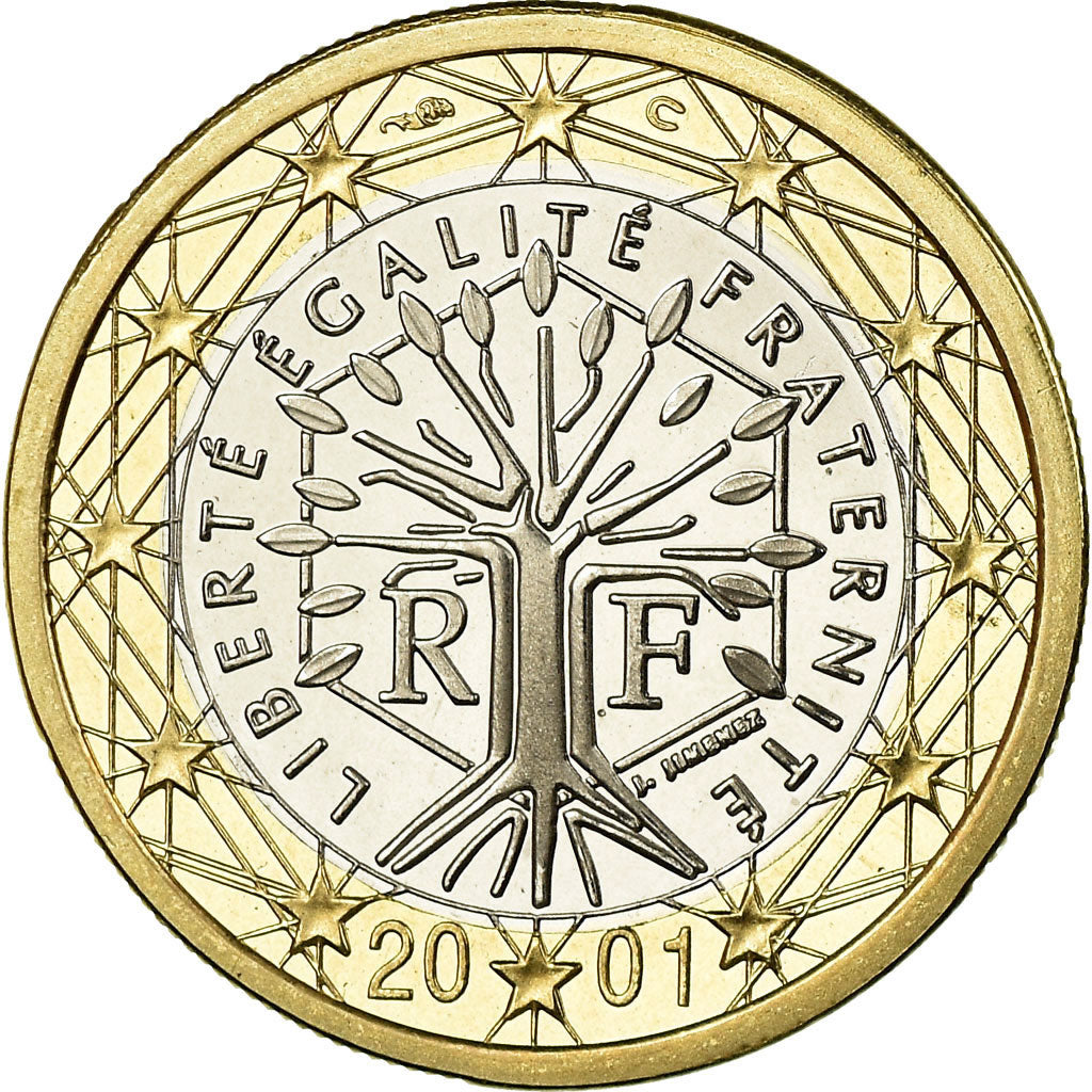 France, Euro, 2001, BE, MS(65-70), Bi-Metallic, KM:1288