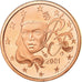 França, Euro Cent, 2001, BE, MS(65-70), Aço Cromado a Cobre, KM:1282