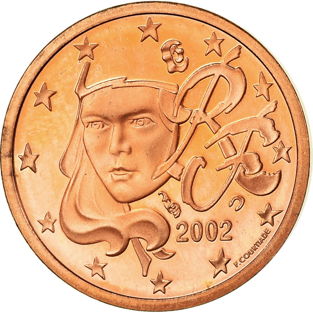 Francia, Euro Cent, 2002, BE, FDC, Acciaio placcato rame, KM:1282