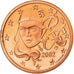 Francia, Euro Cent, 2002, BE, FDC, Acciaio placcato rame, KM:1282
