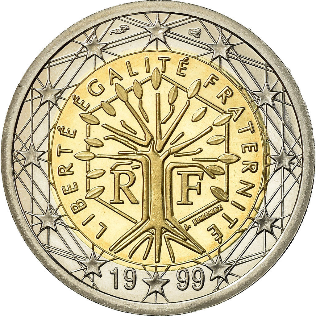 Francia, 2 Euro, 1999, BE, FDC, Bi-metallico, KM:1289