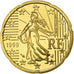 France, 20 Euro Cent, 1999, BE, MS(65-70), Brass, KM:1286