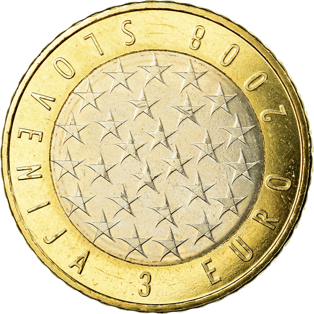 Slowenien, 3 Euro, 2008, VZ, Bi-Metallic, KM:81