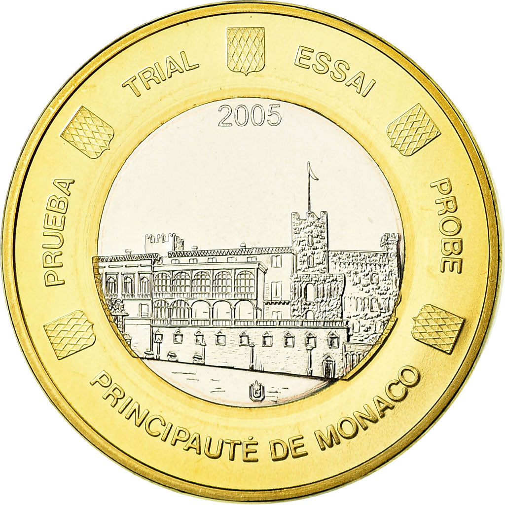Monaco, Medal, Essai 1 euro, 2005, MS(65-70), Bi-Metallic
