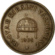 Munten, Hongarije, Franz Joseph I, 2 Filler, 1905, Kormoczbanya, ZF, Bronze