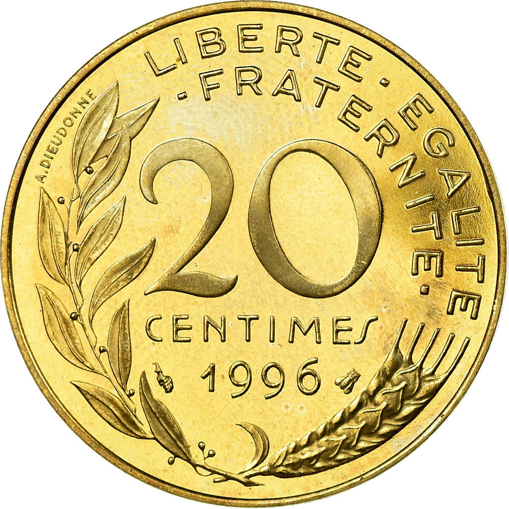 Moneta, Francia, Marianne, 20 Centimes, 1996, Paris, BE, FDC, Alluminio-bronzo