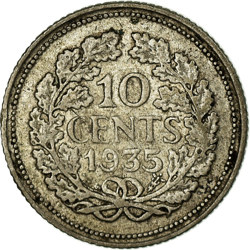 Münze, Niederlande, Wilhelmina I, 10 Cents, 1935, S+, Silber, KM:163
