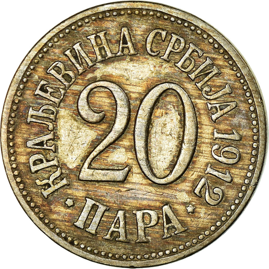 Moneta, Serbia, Milan I, 20 Para, 1912, BB, Rame-nichel, KM:20