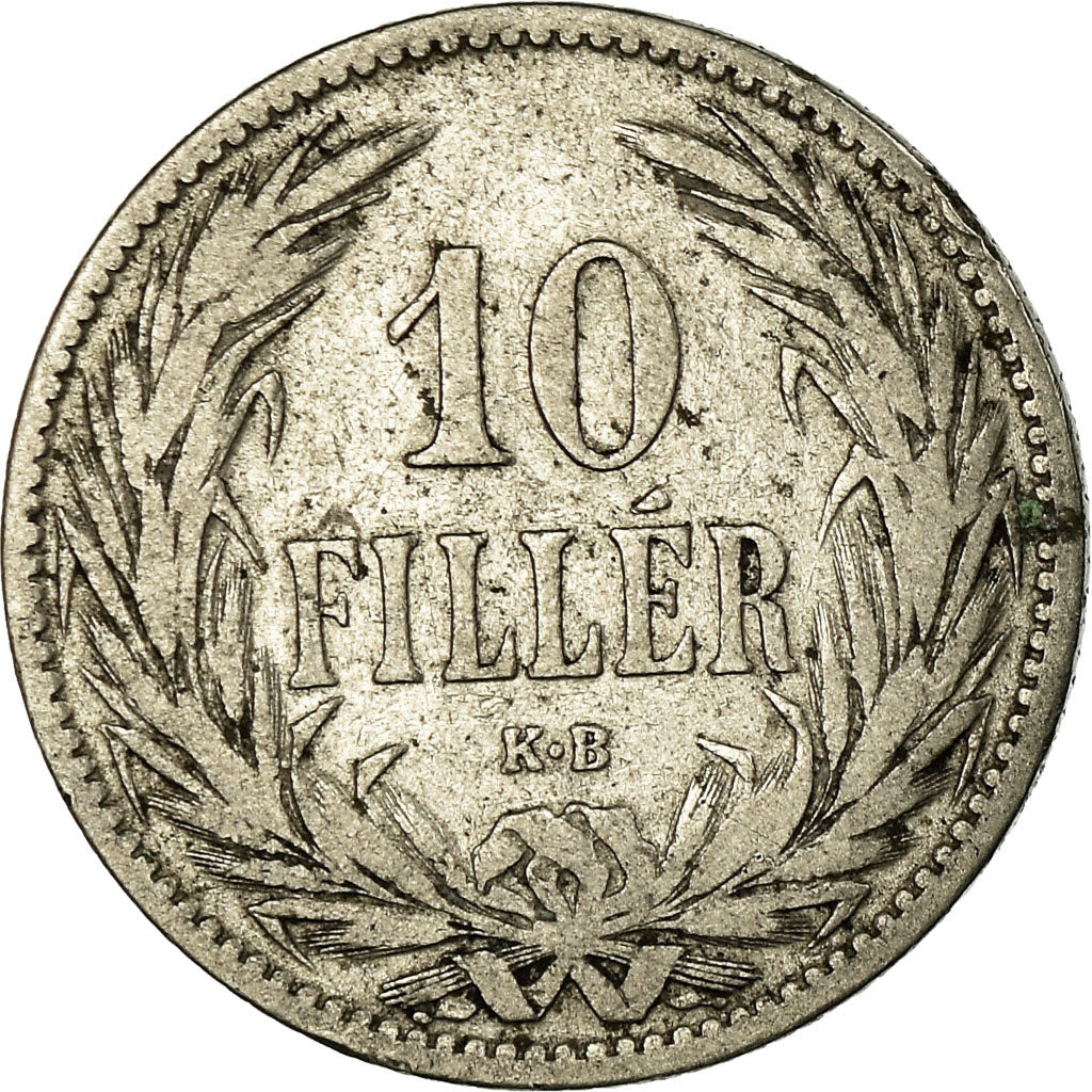 Coin, Hungary, Franz Joseph I, 10 Filler, 1895, Kormoczbanya, EF(40-45), Nickel