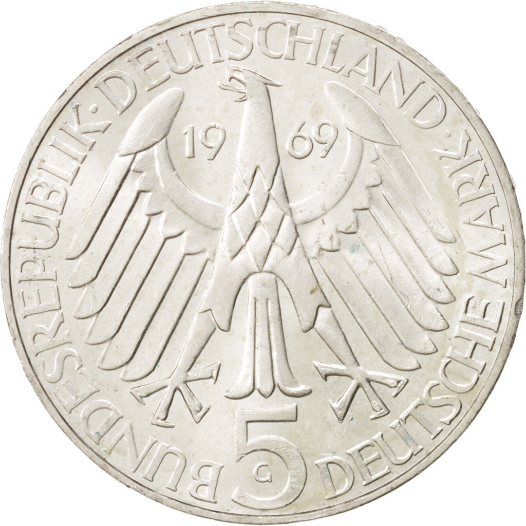 Coin, GERMANY - FEDERAL REPUBLIC, 5 Mark, 1969, Karlsruhe, Germany, MS(60-62)