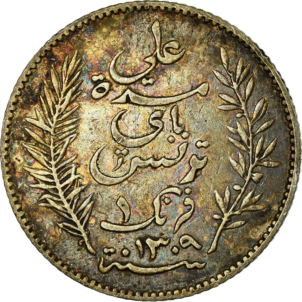 Monnaie, Tunisie, Ali Bey, Franc, 1892/AH1309, Paris, TTB+, Argent, KM:224