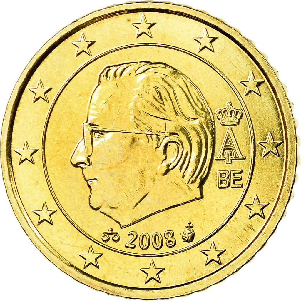 Belgium, 50 Euro Cent, 2008, AU(55-58), Brass, KM:279